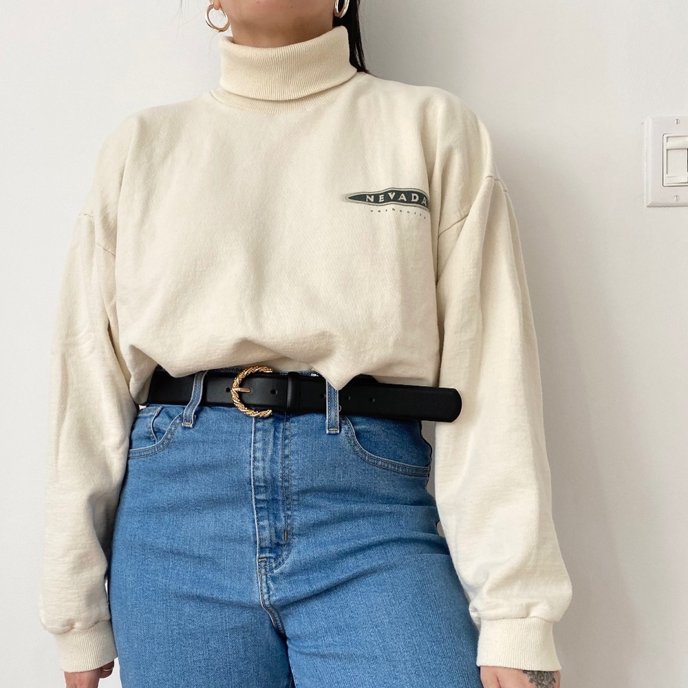 Vintage Cream Turtleneck Sweater
